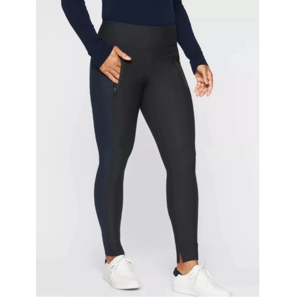 Athleta Stellar Colorblock Tight in Black & Navy Small